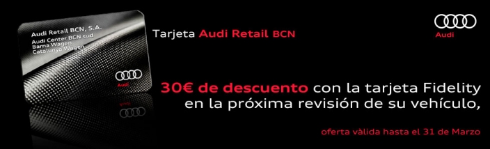 Ven a hacer la revisión de tu Audi o Volkswagen antes del 31 de marzo y te descontamos 30 € con tu tarjeta Fidelity.